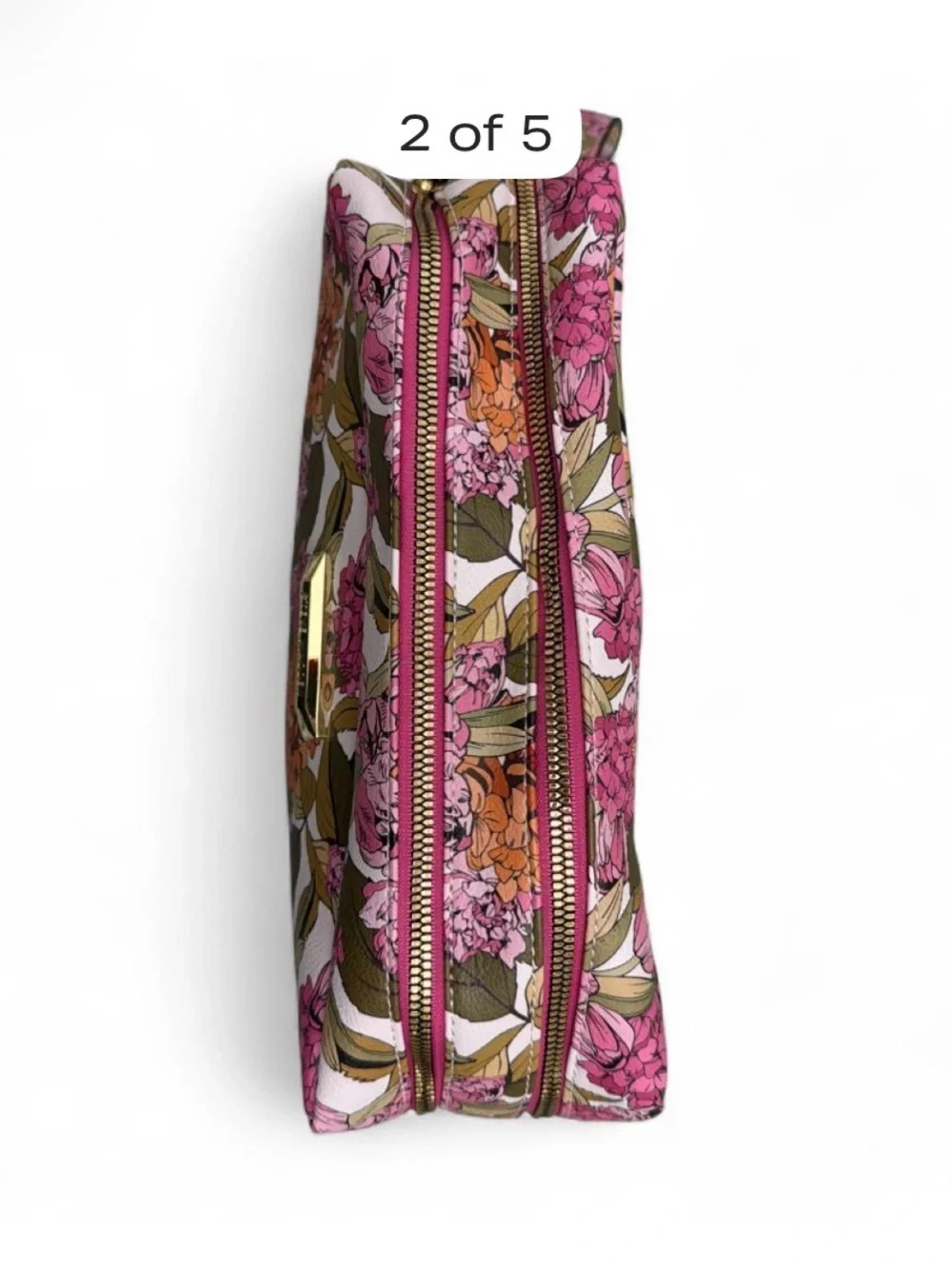 Steve Madden Floral Cosmetic Pouch - Pink, Orange & Green
